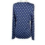 Lands End Womens Navy Long Sleeve Polka Dot Shirt S/L Stretchy Fabric Light Top White Photo 2