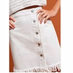 Pilcro and the Letterpress Anthropologie White Denim Raw Hem Fringe Skirt Size 2 Photo 3