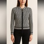 St. John  Collection Knit Cardigan Zip Front Sweater Black & White Photo 1