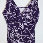 Aqua Green Purple Print Swim Tankini Top Size Medium Purple Floral Tankini Top Photo 1