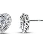 Kay Jewelers Diamond Heart Earrings 1/10 ct tw Sterling Silver 925 Photo 0