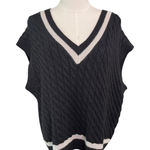 Oak + Fort Black Cable Knit Sweater Vest Women's Size M V Photo 0