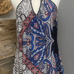 In Bloom ' vibrant multicolor paisley print sleeveless top tunic Med keyhole Photo 0