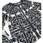 Antonio Melani Preppy Button Front Hartley Printed Top Black & Cream Size Medium Photo 4