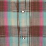 Wrangler  XL Pink Blue Brown Plaid Western Pearl Snap Shirt Embroidered Rhineston Photo 3