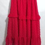 Monteau  Red Swiss Dot Ruffle Tiered Sleeveless Dress Lined Size Small NWT Photo 3