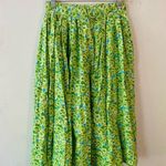 Vintage Blue Handmade /green floral midi skirt size/S Photo 5