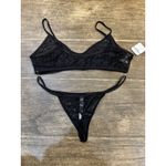 Free People Intimately Lingerie Bra Set Kelly Black Size XL Heart Lace Thong! Photo 5
