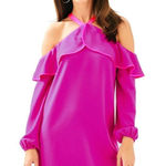 Lilly Pulitzer  Shift Midi Hot Pink Dress Party Cocktail Ruffle Sleeve, Size 4 Photo 0