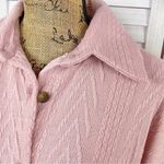 7th Ray ‎ Cable Knit Button Front Shirt Jacket Shacket Pink Small Photo 7