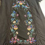 Umgee  Floral Embroidered Black Tunic Dress Lined Boho Crochet Cotton Size S‎ Photo 5