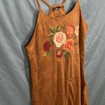 Blu Pepper : Chocolate Suede Like Embroidered Floral Dress- Side zip- M Photo 4
