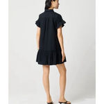J.Crew  Ruffle Sleeve Mini Shirt Dress Cotton Pockets Classic Black US 2 NWT Photo 3