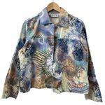 Y2K Keren Hart Medium Colorful Abstract Print Blazer Jacket Wearable Art‎ Funky Blue Photo 0
