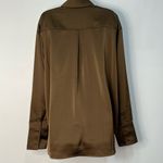 Good American  Womens Size 3/4 Button Front Blouse Brown Long Sleeve Stretch NWT Photo 6
