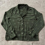 Madewell Jacquard Dot Pajama Shirt Button Down Blouse Green Size Small Photo 0
