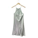 Babaton  Lato Halter Mini Slip Dress Silver Sage Green Satin Bias Cut Size Small Photo 3