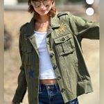 Billy T Lucky Me Embroidered Khaki Green Jacket Everyday Festival Casual Size XS Photo 0