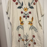 World Market Dress Linen Dress Floral Embroidered Dress Boho Dress Womens OS White Photo 0
