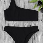 Black One Shoulder Bikini Set Photo 0