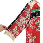 Fig & Flower Floral Lace Trimmed Tie Front Blouse‎ Top M Red Size M Photo 5