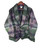 Coldwater Creek Vintage Wool Blanket Aztec Southwestern Sweater Jacket Size XL Photo 3