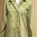 Las Olas  Button Down Long Sleeve Collard Dimond Shape Green Shirt Size Small Photo 0
