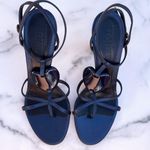 Alexander McQueen heart motif blue leather T-strap sandal size IT 39.5 US 9.5 Photo 7