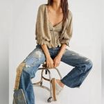 Free People  NWT | Brittnee Printed Crop Top Toffee Nut | XS Photo 0