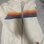 Aviator Nation  Hoodie Zip-Up 5 Stripe Vintage White Photo 0