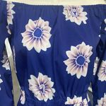 Blue Romper shorts Floral off shoulder modern woman size S Photo 6