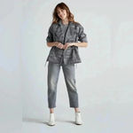 Lucky Brand  Blue Grey Printed Camo Cropped Trench Coat Jacket Size Medium M Photo 5