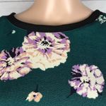 Xhilaration Dark Green Purple Floral Print 3/4 Sleeve Casual Cute Photo 3