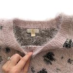 Charming Charlie  Blush Pink Fuzzy Cheetah Print Pullover Sweater Medium Photo 2