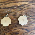 Painted wood and glass folk art style earrings Blue Photo 1