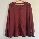 Maurice's 🦋  Rust Button Down Smocked Blouse Casual Lightweight XL Photo 1