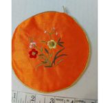 Orange Embroidered Floral Zip Up Coin Purse Accesory Dopamine Retro Grandmacore Photo 2