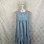 Harper  Denim Chambray Tiered Sleeveless Babydoll Dress Jumper‎ Size M NWT Photo 4