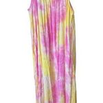 Kori Pink & Yellow Tie Dye Maxi Dress XL  Sleeveless gauzy flowy vacation cruise Photo 0