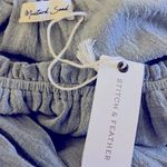 Mustard Seed NWT  Open Shoulder sage Waist Tie mini Dress, peasant sleeve, sz S Photo 5