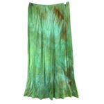 Robin Kaplan Midi Skirt Size 2 Green Silk Hand Dyed Boho Ethereal Forest Fairy Photo 5