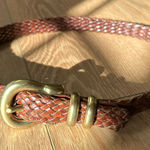 DKNY  Woven Leather Belt with Gold Buckle Photo 0