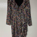 Veronica Beard  Mini Dress Sz 8 Colorful Minna Floral V Neck Ruffled Ruched Silk Photo 1