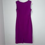 Halogen Dress Size 4 Pink Fuchsia Knee Sheath Crepe Career Office Church Piping Photo 4