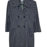 CAbi  Womens‎ Jacket Striped Maritime Trench Coat Navy White Stretch #5151 Medium Photo 0