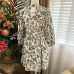 ZARA V-neck Embroidered Eyelet Belted Mini Dress in White Green Floral Photo 10