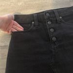 Madewell Women’s Rigid Denim Button Front A-Line Short Mini Skirt in Black Sz 24 Photo 5