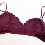 Free People Intimately Beautiful Dreamer Velvet Lace Bra Bralette: Wine Burgundy Photo 2