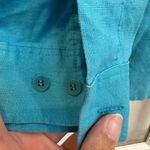 Jones New York  Ocean Blue 100% Linen Casual Button-Down Shirt Blouse Size Medium Photo 4