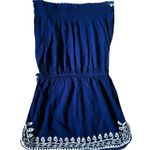 Raviya Womens Size Medium Navy White Boho Strapless Ruched Dress Coverup Photo 4